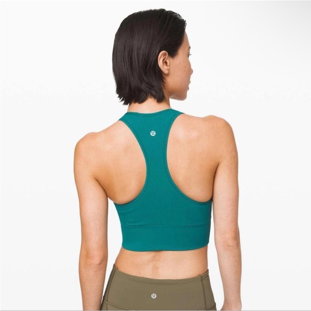 Lululemon Ebb to Train Teal Sports Bra Full Coverage